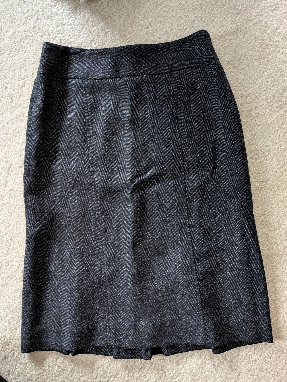 Ann Taylor Dark Navy Charcoal Herringbone Pencil Skirt